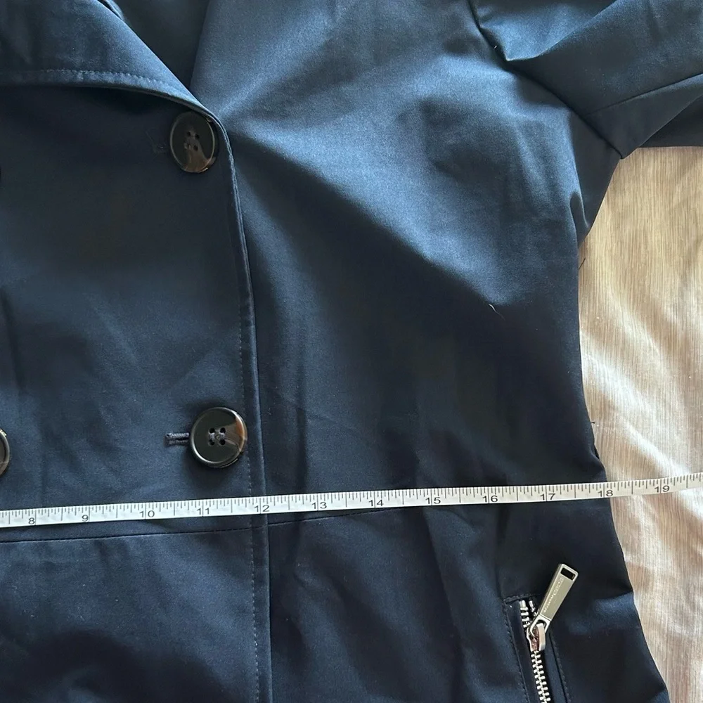 BCBGeneration Midnight Navy Blue Double Breasted Lightweight Spring Trench Coat - Picture 13 of 16